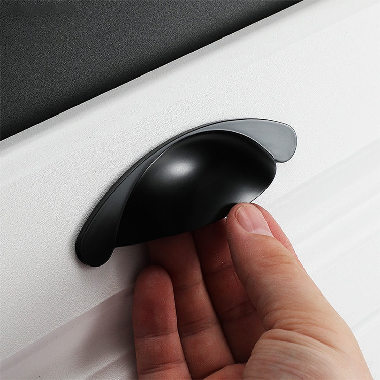5 PCS 6610-64 Matte Black Half-moon Shape Zinc Alloy Cabinet Drawer Handle, Hole Spacing: 64mm