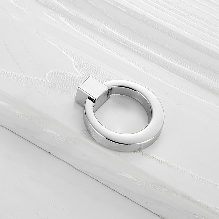 5 PCS 4201 Bright Chrome Single Hole Zinc Alloy Ring Round Handle for Cabinet Wardrobe Drawer Door