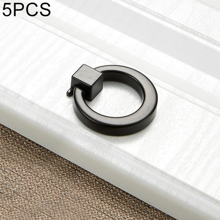 5 PCS 4201 Black Single Hole Zinc Alloy Ring Round Handle for Cabinet Wardrobe Drawer Door