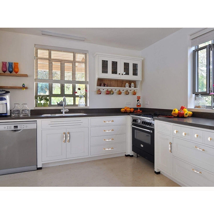 3 PCS 5023-96K Gold White Zinc Alloy Ceramics Cabinet Wardrobe Drawer Door Handle, Hole Spacing: 96mm