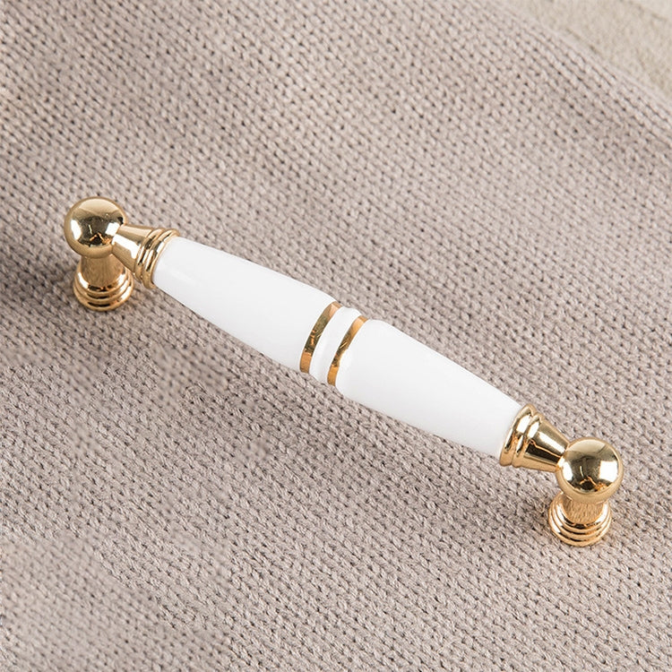 2 PCS 5023-128K Gold White Zinc Alloy Ceramics Cabinet Wardrobe Drawer Door Handle, Hole Spacing: 128mm