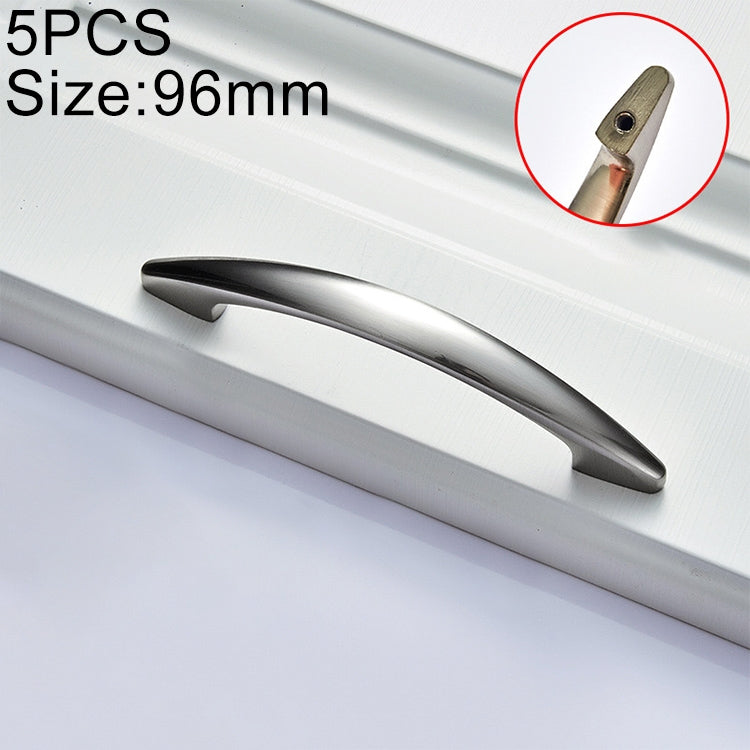 5 PCS 4027-96 Zinc Alloy Stainless Steel Nickel Wire Drawing Cabinet Wardrobe Drawer Door Handle, Hole Spacing: 96mm
