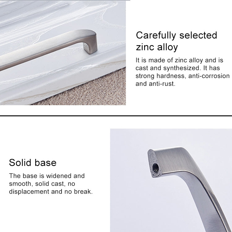 3 PCS 4068-160 White Zinc Alloy Stainless Steel Nickel Wire Drawing Cabinet Wardrobe Drawer Door Handle, Hole Spacing: 160mm