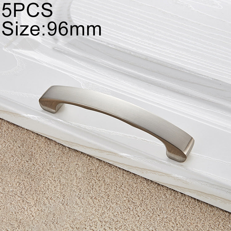 5 PCS 4076-96 Zinc Alloy Stainless Steel Nickel Wire Drawing Cabinet Wardrobe Drawer Door Handle, Hole Spacing: 96mm
