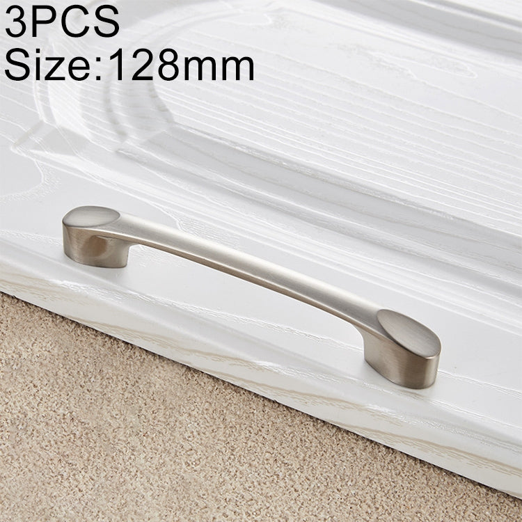 3 PCS 6225-128 Zinc Alloy Stainless Steel Nickel Wire Drawing Cabinet Wardrobe Drawer Door Handle, Hole Spacing: 128mm