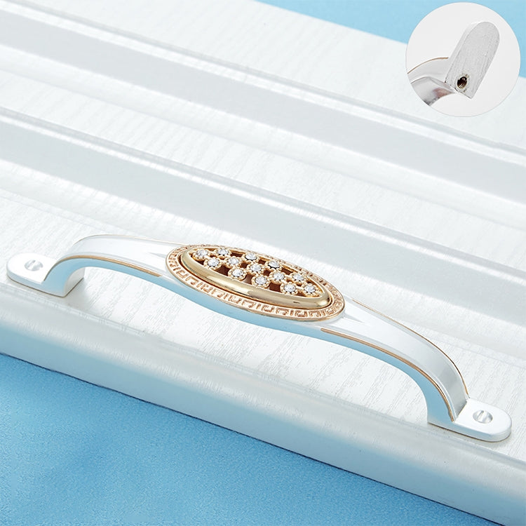 2 PCS 6552_128 Single Hole Silver Crystal Glass Diamond Drawer Cabinet Handle