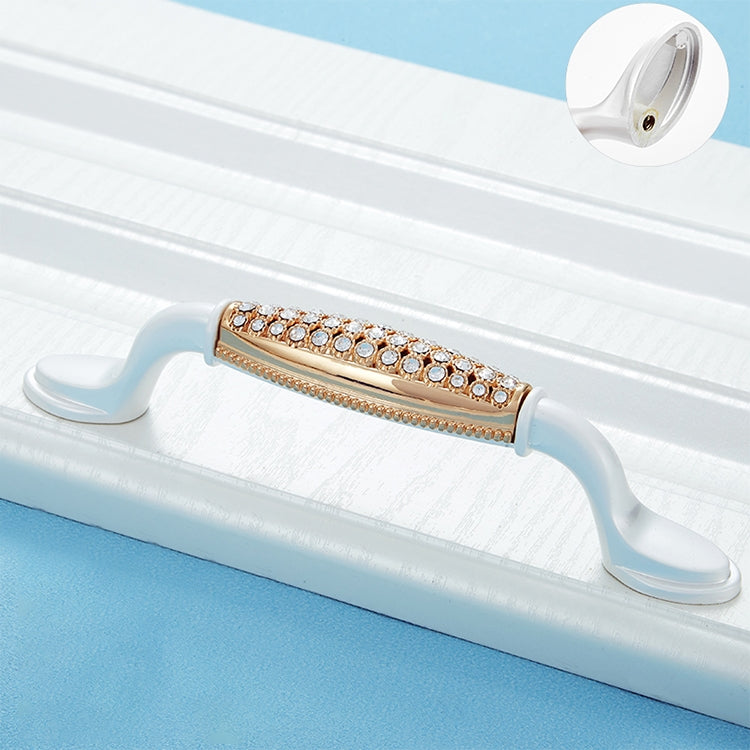 2 PCS 6554_128 Single Hole Silver Crystal Glass Diamond Drawer Cabinet Handle