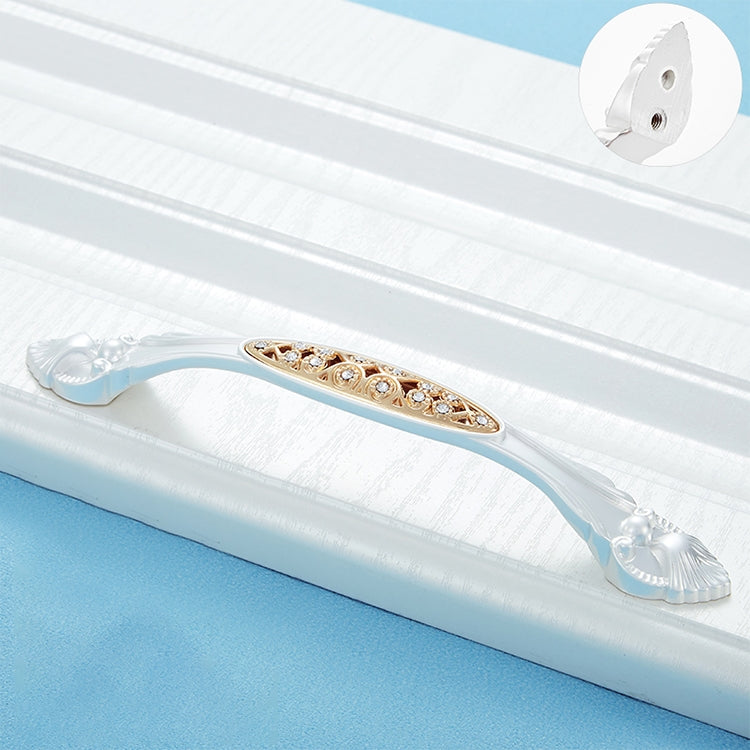 2 PCS 6557_128 Single Hole Silver Crystal Glass Diamond Drawer Cabinet Handle