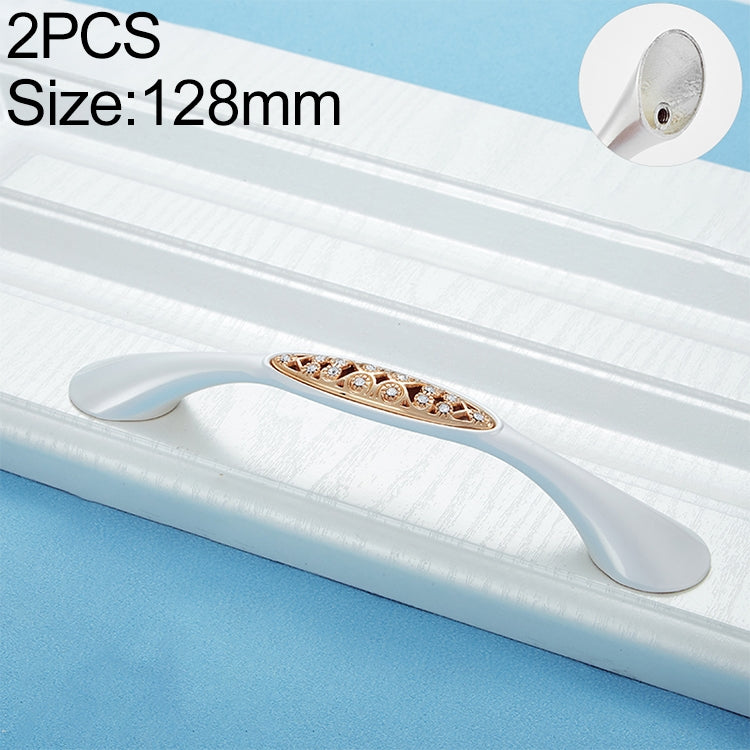 2 PCS 6564_128 Single Hole Silver Crystal Glass Diamond Drawer Cabinet Handle