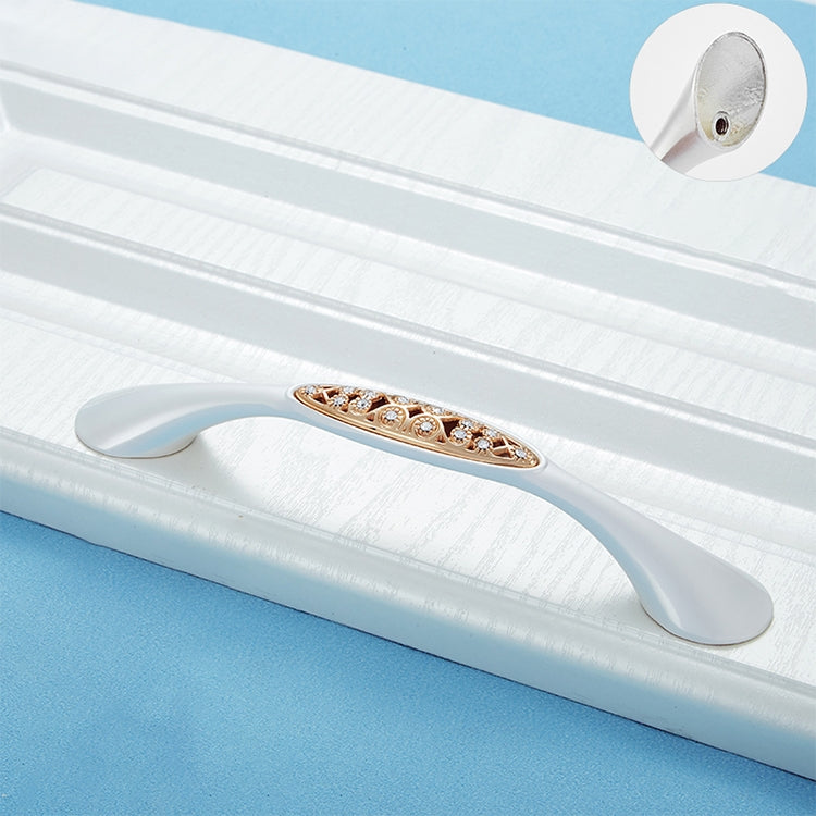 2 PCS 6564_128 Single Hole Silver Crystal Glass Diamond Drawer Cabinet Handle