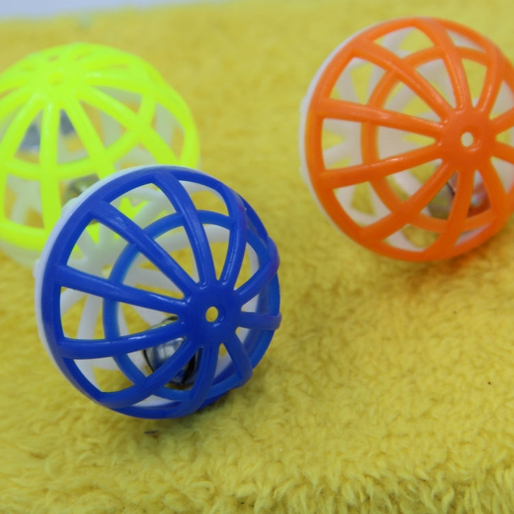 10 PCS Pet Plastic Hollow Out Round Cat Hamster Play Balls Colorful Ball Chase Rattle Toys With Small Bell