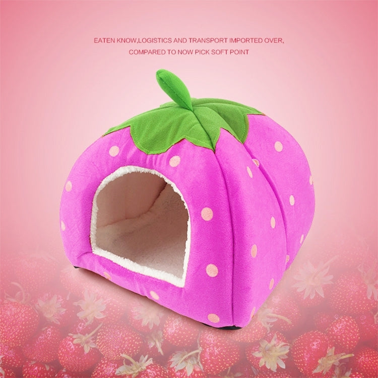Strawberry Shaped Foldable Short Plush Pet House Nest, Size: S