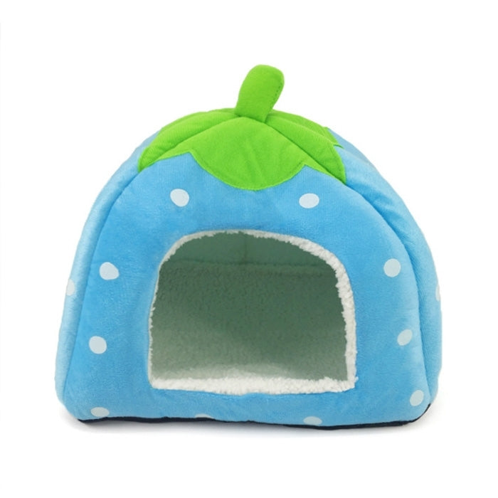 Strawberry Shaped Foldable Short Plush Pet House Nest, Size: S