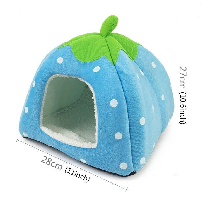 Strawberry Shaped Foldable Short Plush Pet House Nest, Size: S