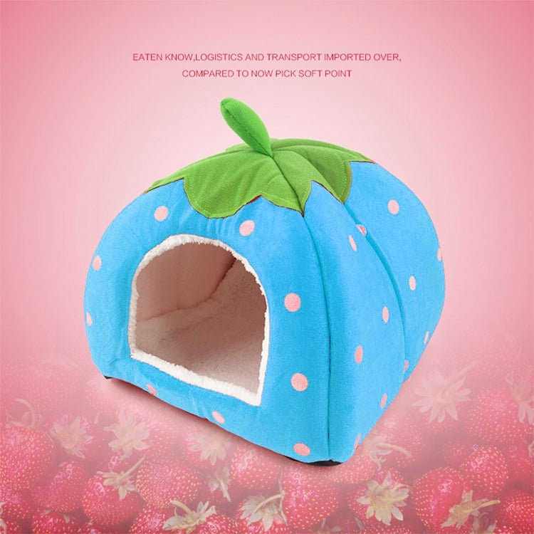 Strawberry Shaped Foldable Short Plush Pet House Nest, Size: S