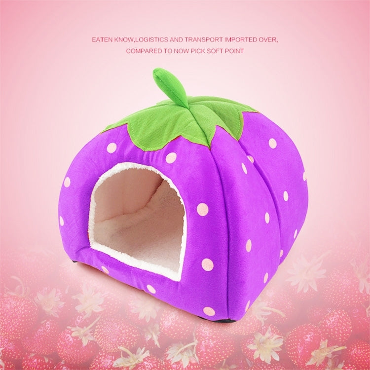 Strawberry Shaped Foldable Short Plush Pet House Nest, Size: S