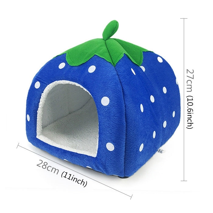 Strawberry Shaped Foldable Short Plush Pet House Nest, Size: S