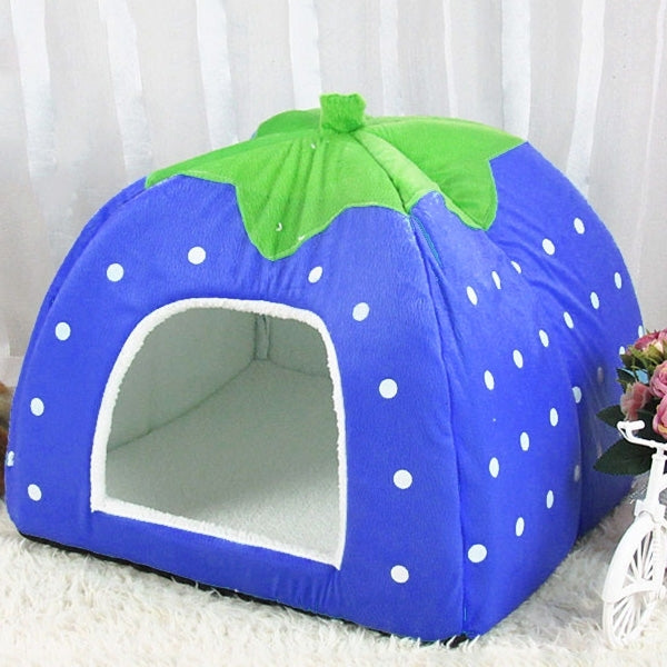 Strawberry Shaped Foldable Short Plush Pet House Nest, Size: S