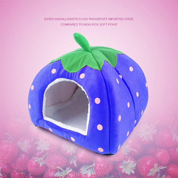 Strawberry Shaped Foldable Short Plush Pet House Nest, Size: S