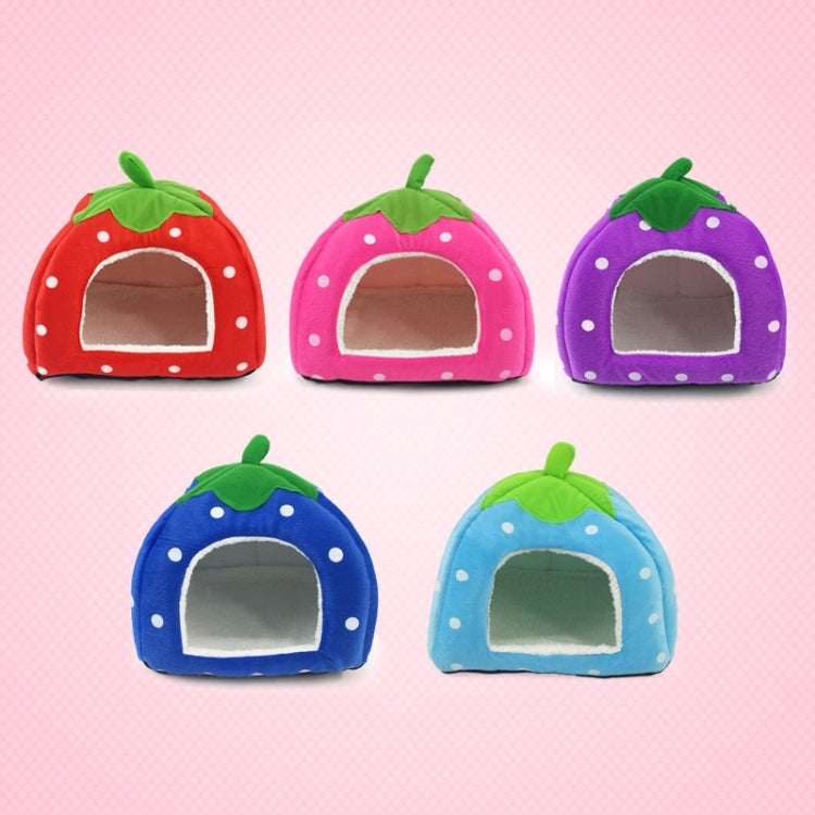 Strawberry Shaped Foldable Short Plush Pet House Nest, Size: S