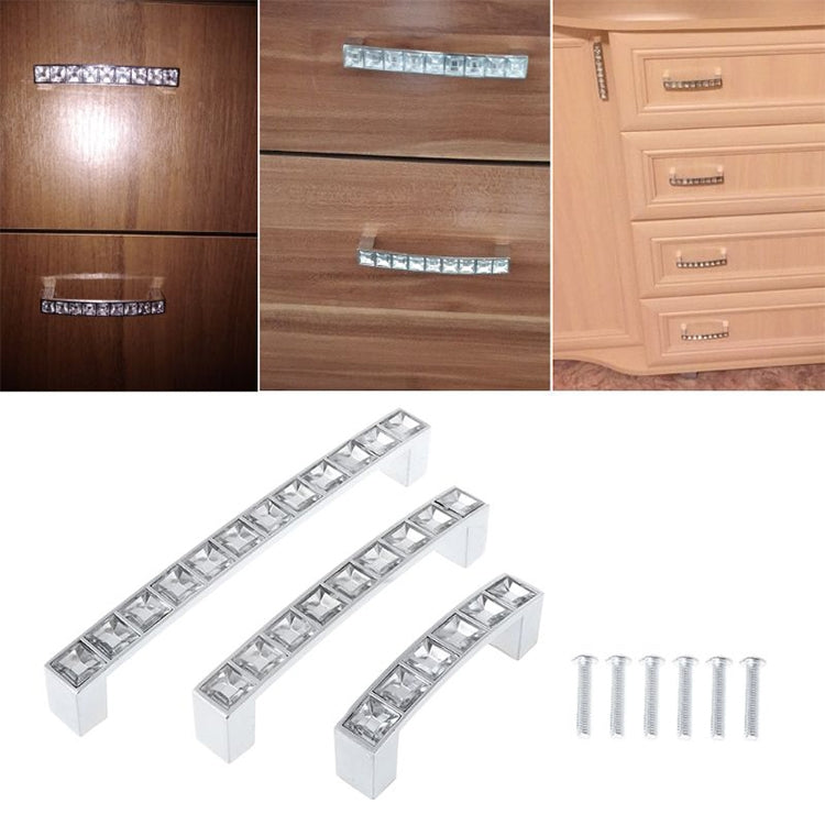 5 PCS 8087_64 Bright Chrome Crystal Glass Diamond Closet Cabinet Handle