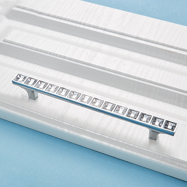 5 PCS 8087_128 Bright Chrome Crystal Glass Diamond Closet Cabinet Handle