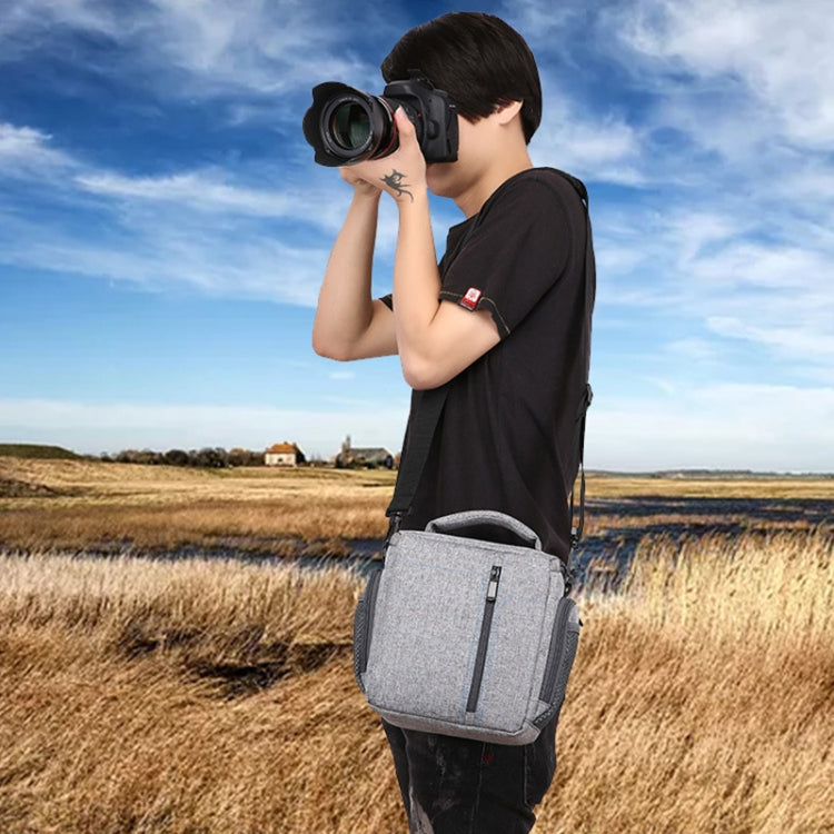 HUWANG Portable Waterproof Nylon Surface Material Outdoor Sports Sling Shoulder Bag for DSLR Cameras, Size: 23cm x 11cm x 23cm(Grey)