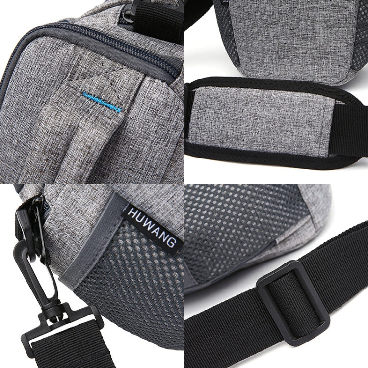 HUWANG Portable Waterproof Nylon Surface Material Outdoor Sports Sling Shoulder Bag for DSLR Cameras, Size: 20cm x 17cm x 9cm(Grey)