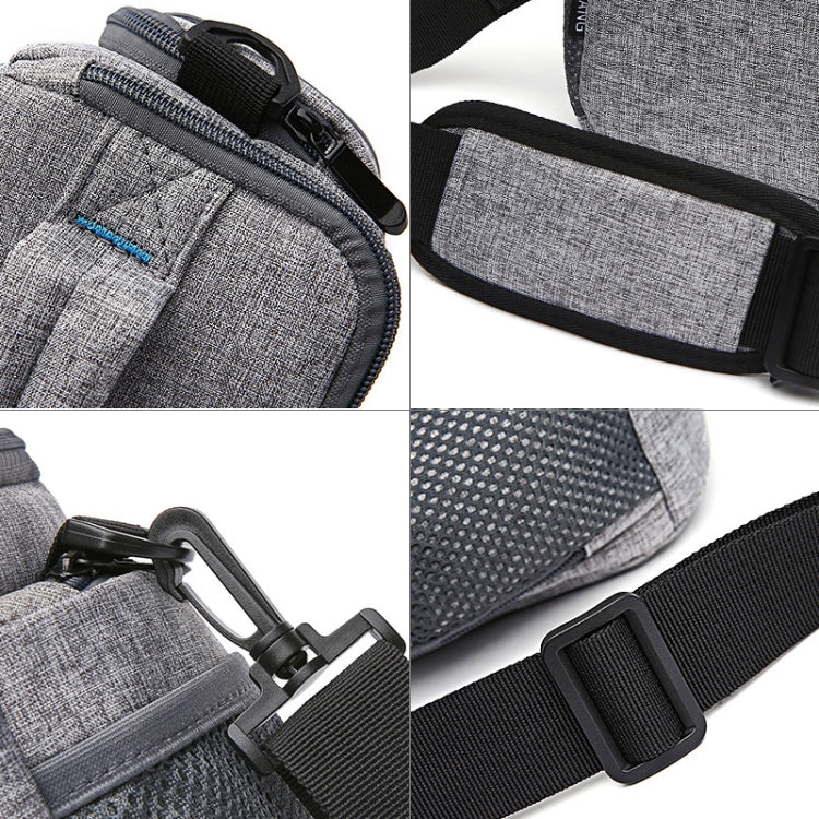 HUWANG Portable Waterproof Nylon Surface Material Outdoor Sports Sling Shoulder Bag for DSLR Cameras, Size: 20cm x 15cm x 12cm(Grey)