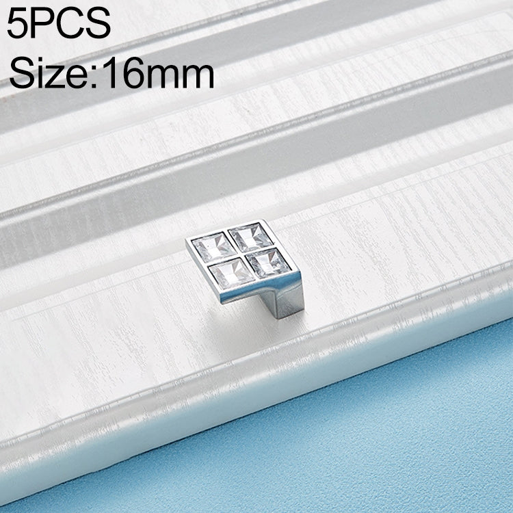 5 PCS 8090_16 Bright Chrome Crystal Glass Diamond Closet Cabinet Handle