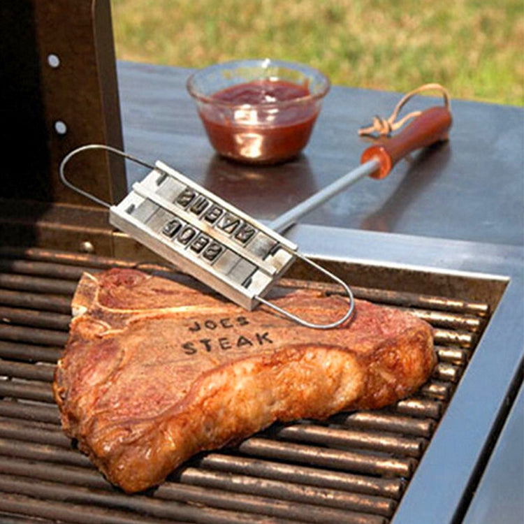 CJ07062 Outdoor Camping BBQ Stainless Steel Barbecue Tools Barbecue Fire Brand Letter ABC Barbecue Seal Stamp Die