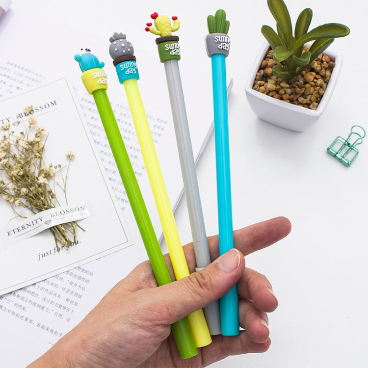 10 PCS Cactus Gel Pen Black Ink Roller Marker Pen, Tip Size: 0.5mm, Random Color