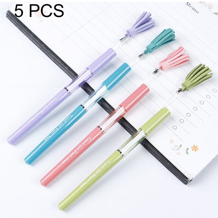 5 PCS Girl Gel Pen Black Ink Roller Marker Pen, Tip Size: 0.5mm, Random Color