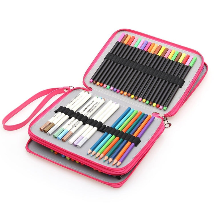 124 Slots Colored Pencil Case PU Leather Drawing Sketch Watercolor Pencils Holder Organizer with Hand Strap