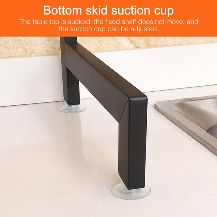 92cm Stainless Steel Kitchen Bowl Dish Fruit Basket Knife Chopping Block Chopsticks Drain Rack Storage Holder, Deluxe Version(Black)