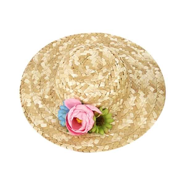 Outdoor Walking Pet Straw Hat, Size: L (Inner Diameter: 10cm) (One Flower)