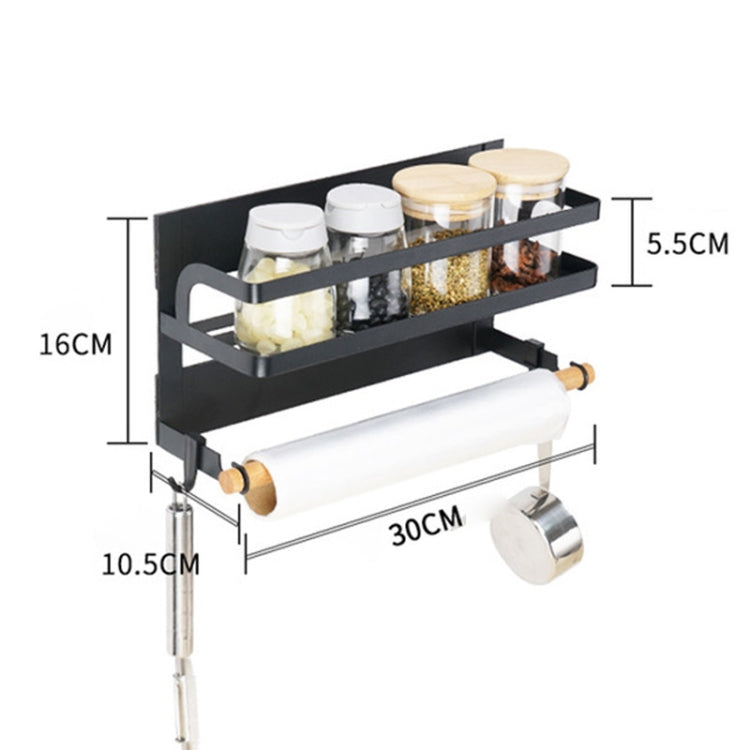 Kitchen Single Layer Magnetic Refrigerator Rack Storage Holder (Black)