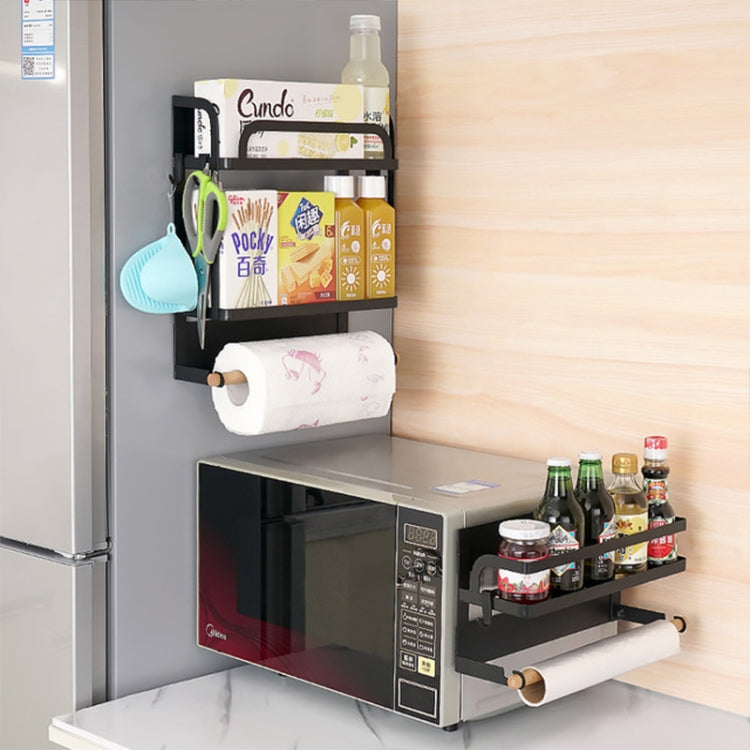 Kitchen Single Layer Magnetic Refrigerator Rack Storage Holder (Black)