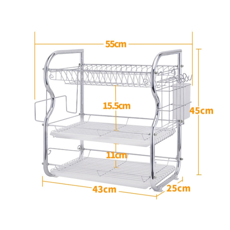 Multi-function Kitchen Stainless Steel Three Layers B Shape Rack Hanging Bowl Dish Holder