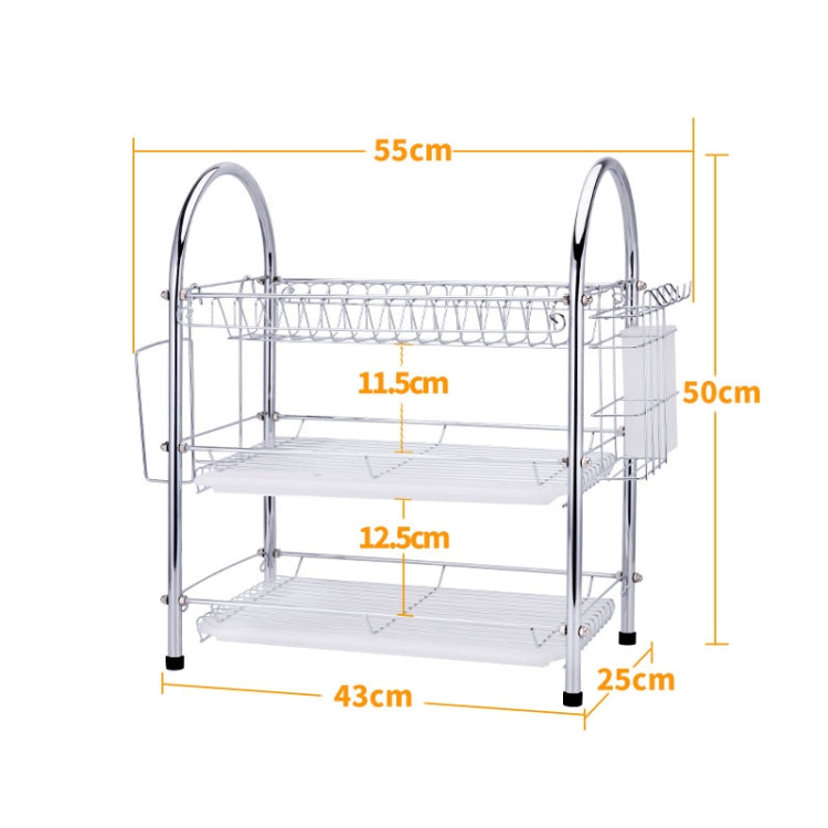 Multi-function Kitchen Stainless Steel Three Layers Arch Shape Rack Hanging Bowl Dish Holder