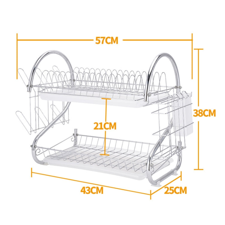 Multi-function Kitchen Stainless Steel Double Diskes Rack Hanging Knife Water Cup Holder