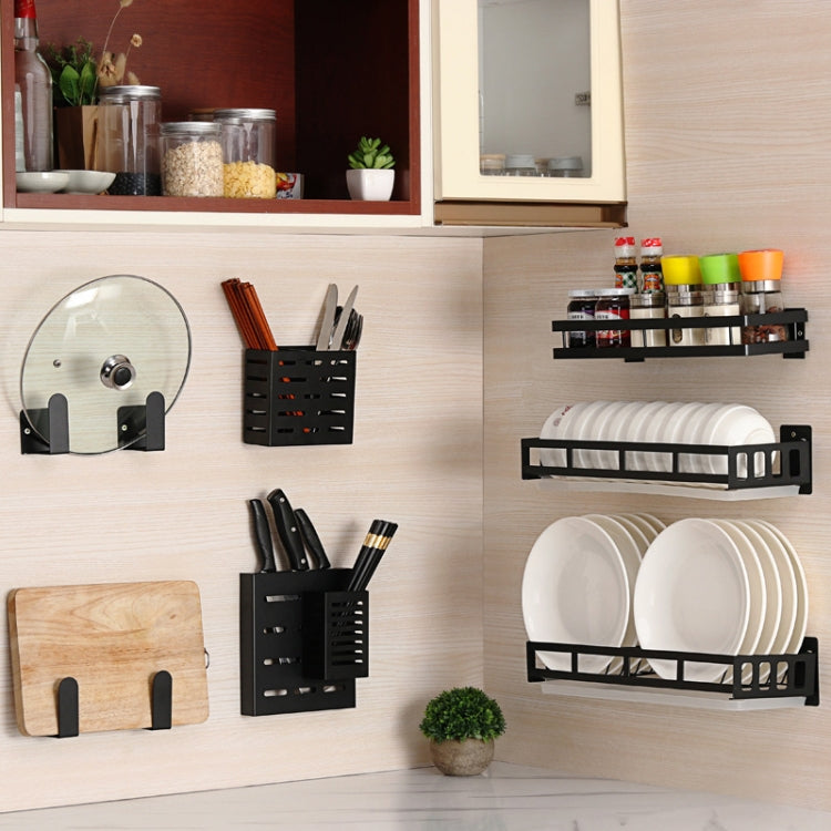 Stainless Steel Wall-mounted Kitchen Rack Hanging Kinfe Holder (Black)