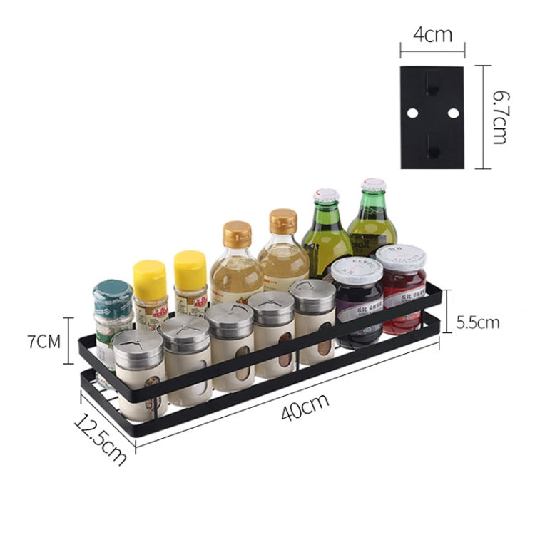 Stainless Steel Wall-mounted Kitchen Rack Hanging Seasoning Holder (Black)