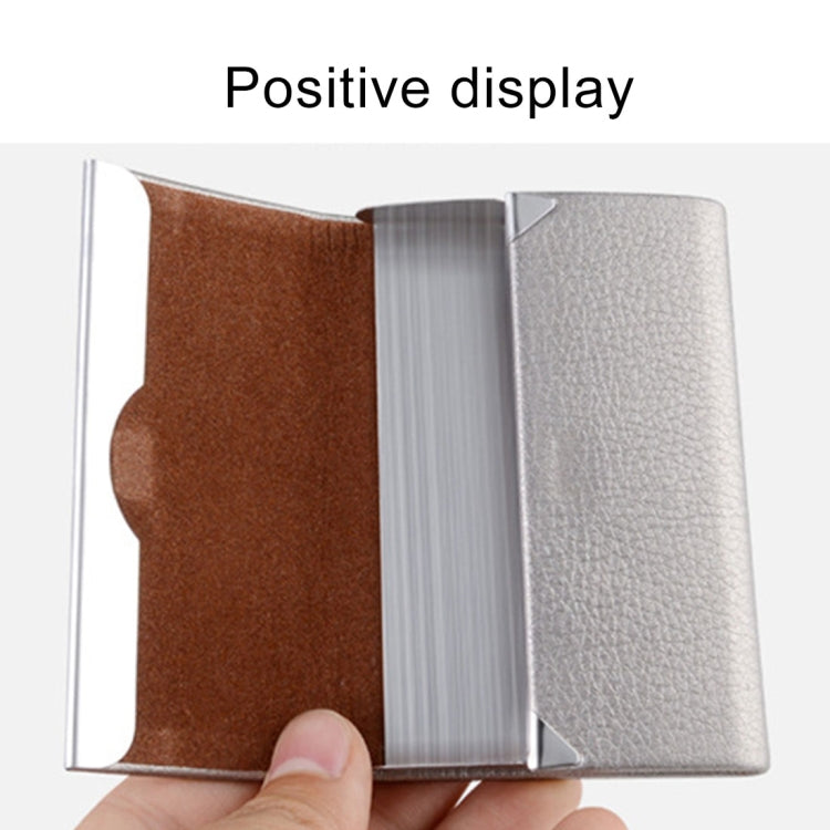 2 PCS Lichi texture Stainless Steel Business Card Holder Credit Card ID Case Holder, Random Color
