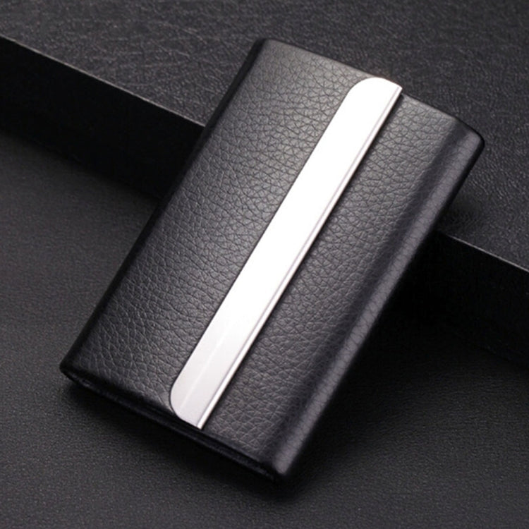 2 PCS Lichi texture Stainless Steel Business Card Holder Credit Card ID Case Holder, Random Color