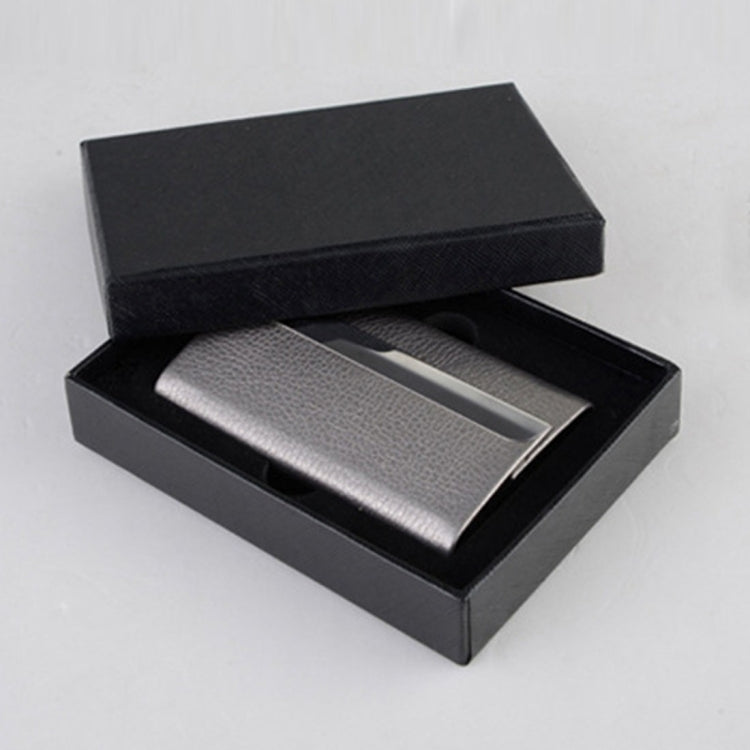 2 PCS Lichi texture Stainless Steel Business Card Holder Credit Card ID Case Holder, Random Color