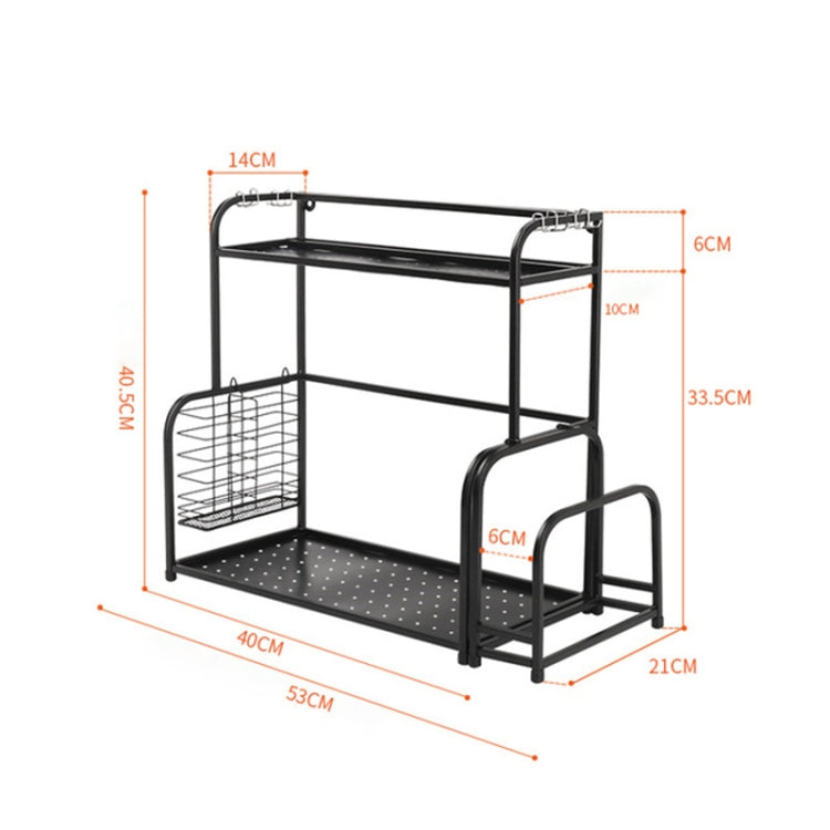 40cm Multi-function Kitchen Double Layers Seasoning Storage Rack (Black)