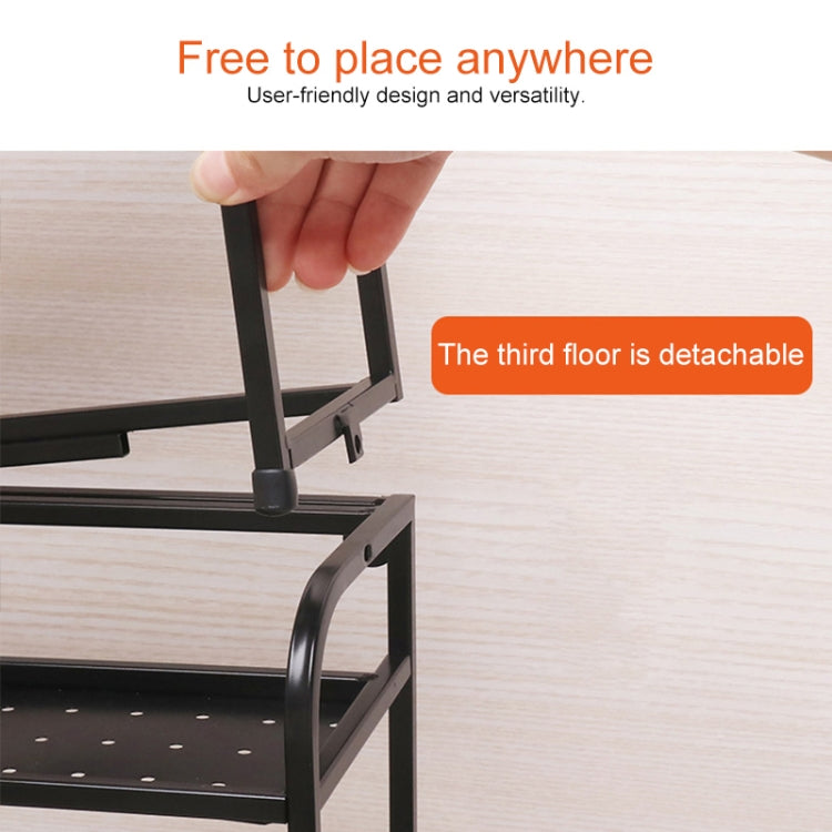 40cm Multi-function Kitchen Double Layers Seasoning Storage Rack (Black)