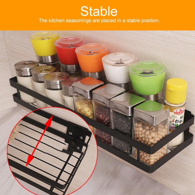20cm Kitchen Punch-free Wall Mount Seasoning Storage Rack (Black)