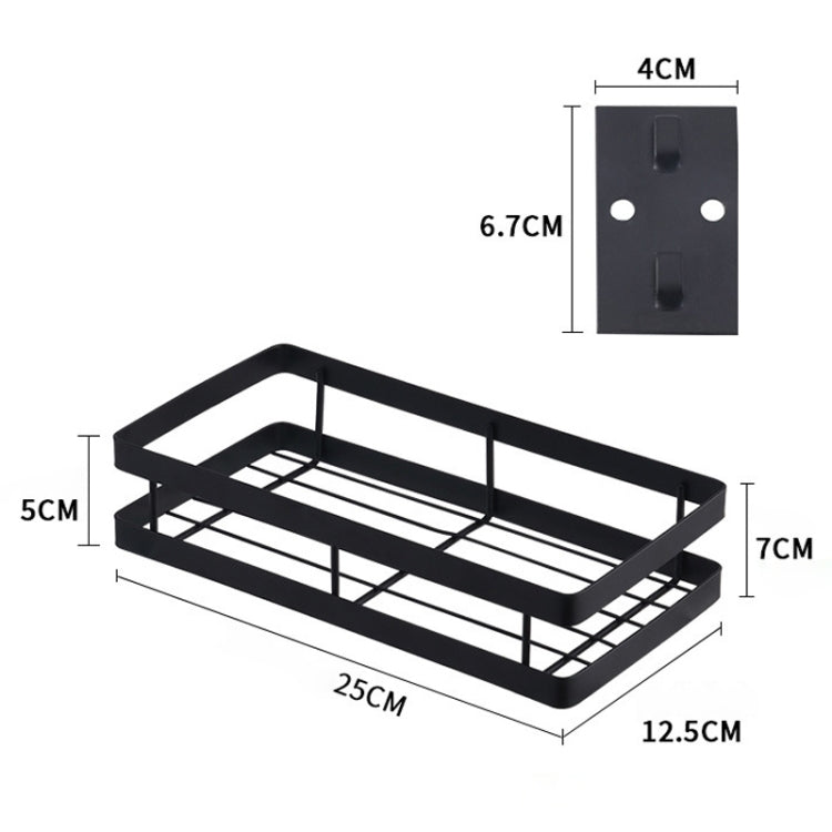 25cm Kitchen Punch-free Wall Mount Seasoning Storage Rack (Black)